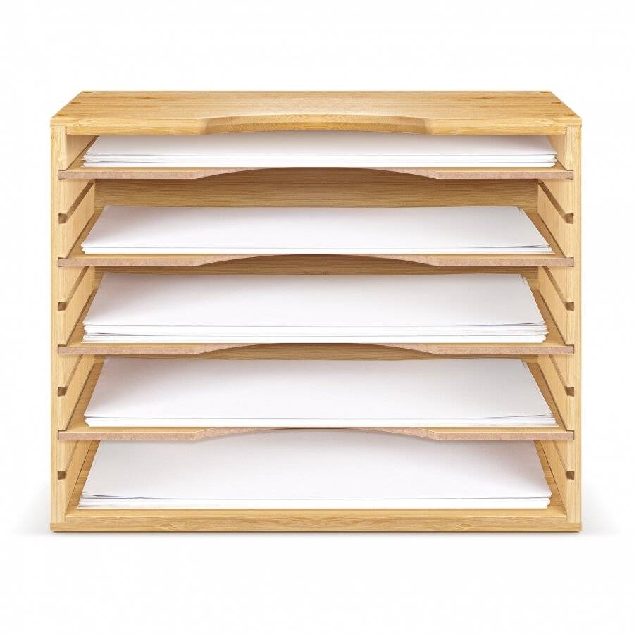Woodluv Bamboo 5 Sections Adjustable A4 File Organizer