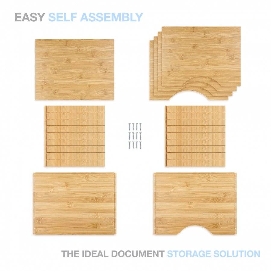 Woodluv Bamboo 5 Sections Adjustable A4 File Organizer