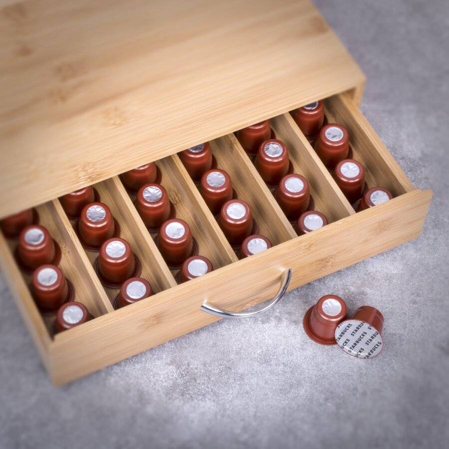 Woodluv Bamboo Coffee Pod and Tea bag Storage Cabinet