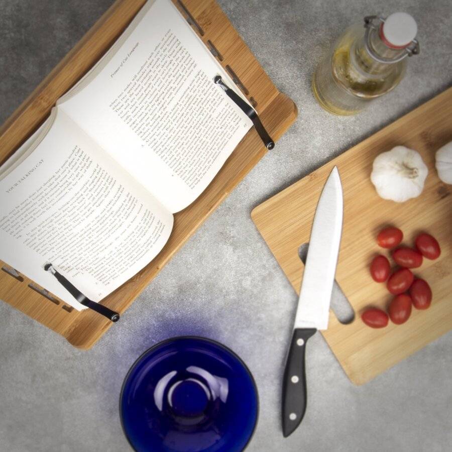 Woodluv Bamboo Cookbook Holder Rack Stand Reading Rest Organizer