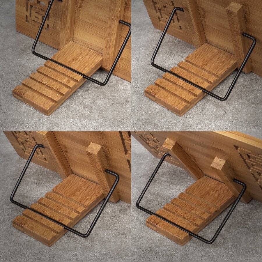 Woodluv Bamboo Cookbook Holder Rack Stand Reading Rest Organizer