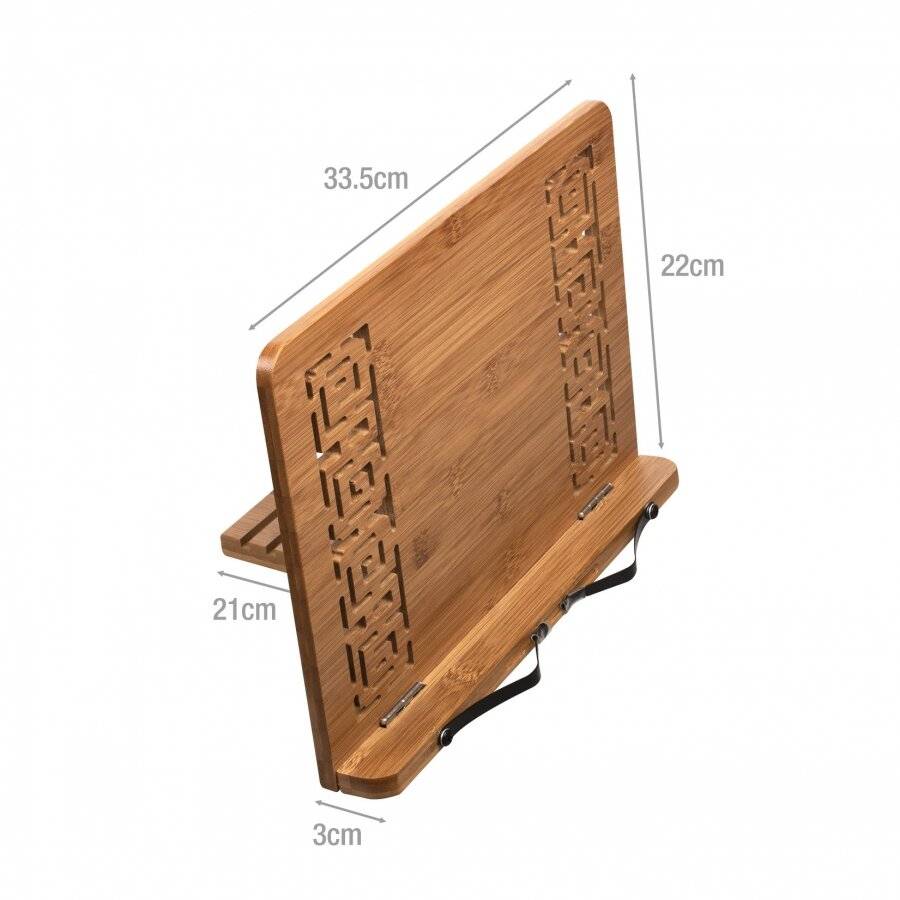 Woodluv Bamboo Cookbook Holder Rack Stand Reading Rest Organizer