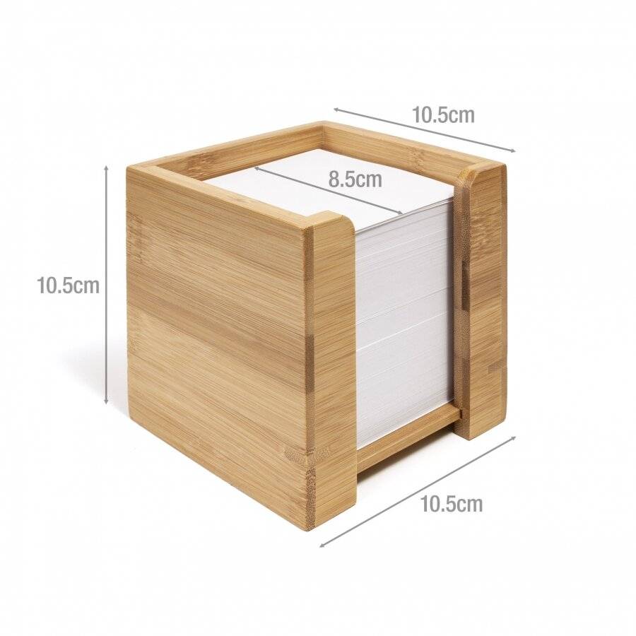 Bamboo Cube Note Pad Dispenser With Square Paper Memo Notes