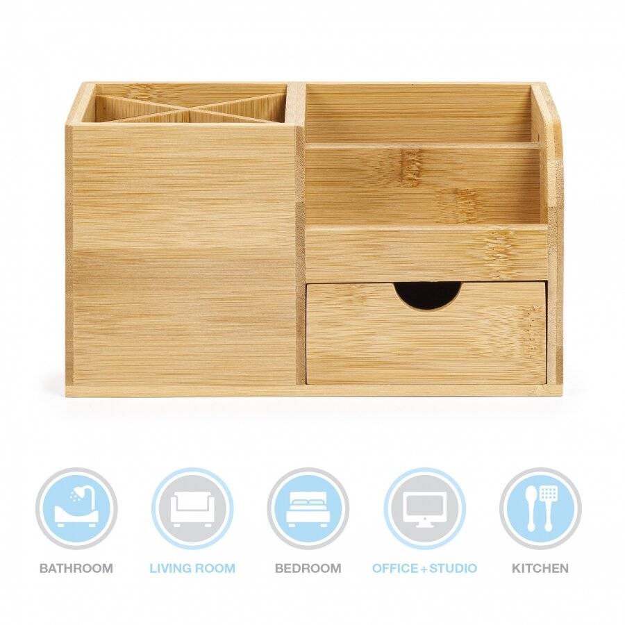 Bamboo Multi Purpose Desk Stationery or Make-up Organizer