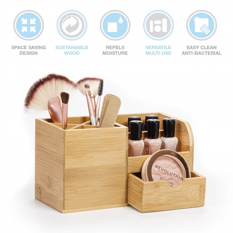 Bamboo Multi Purpose Desk Stationery or Make-up Organizer