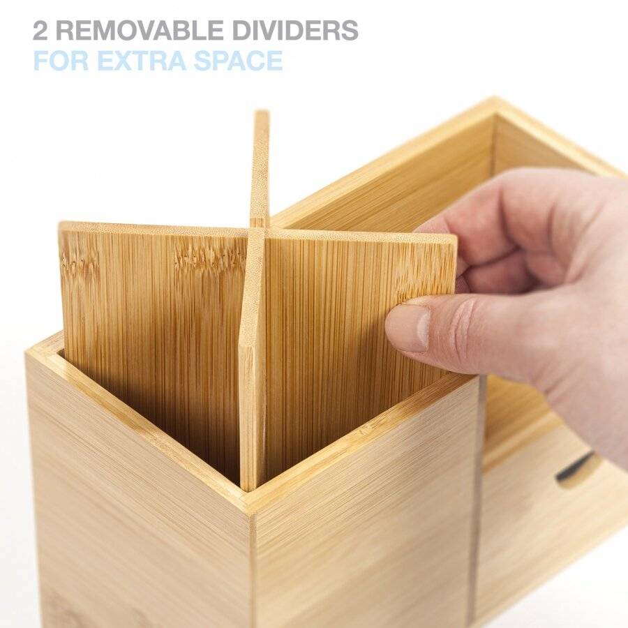 Bamboo Multi Purpose Desk Stationery or Make-up Organizer