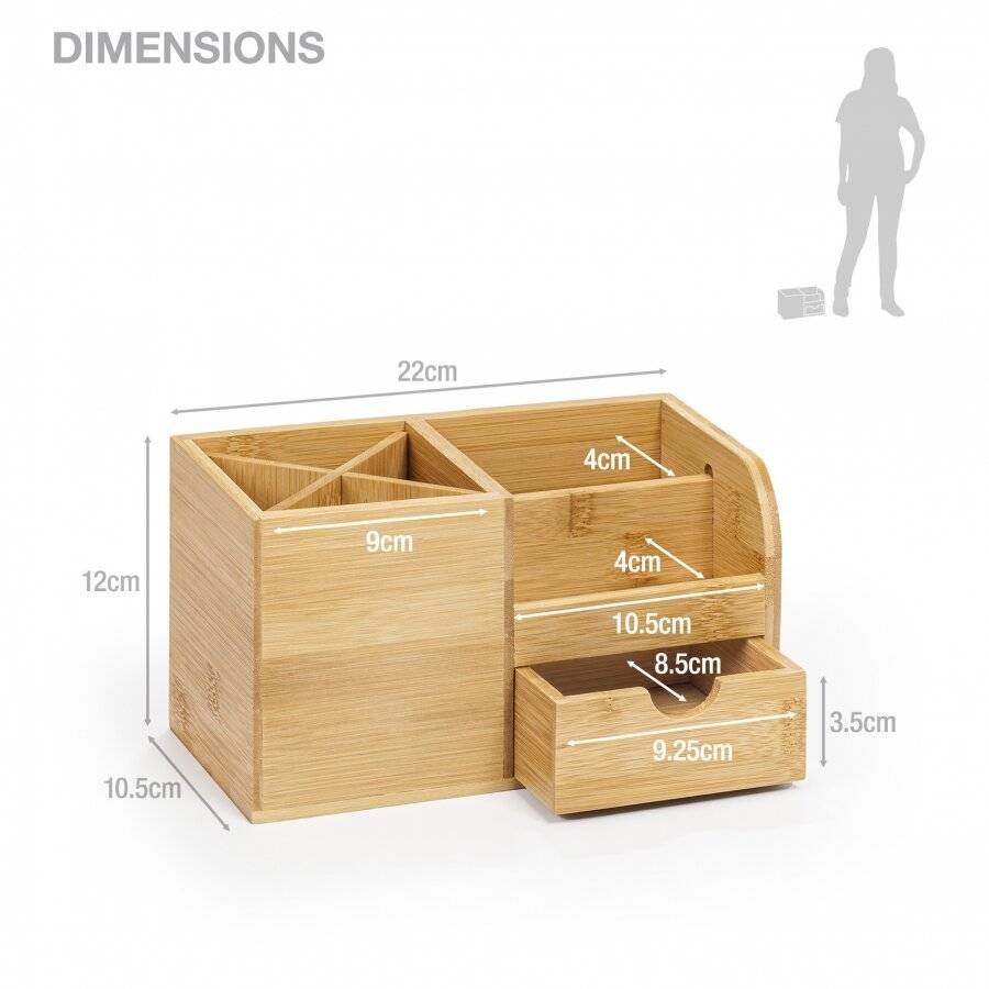 Bamboo Multi Purpose Desk Stationery or Make-up Organizer