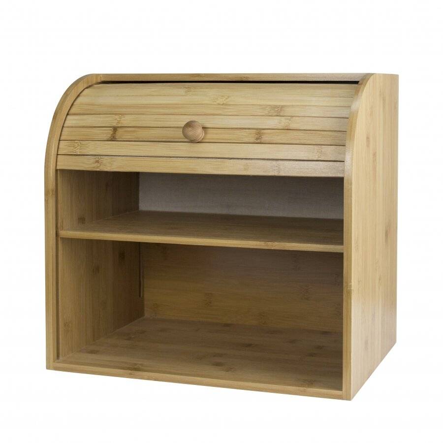 Woodluv Bamboo Double Decker 2 Layer Roll Top  Bread Bin