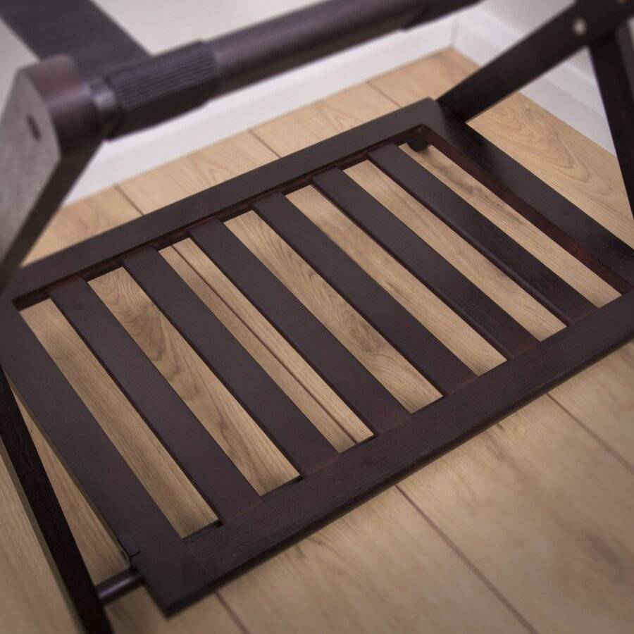 Woodluv Bamboo Folding Luggage Rack or Suitcase Stand - Walnut Dark