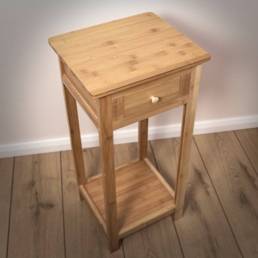 Woodluv Bamboo Freestanding Bedside Table With One Storage Drawer