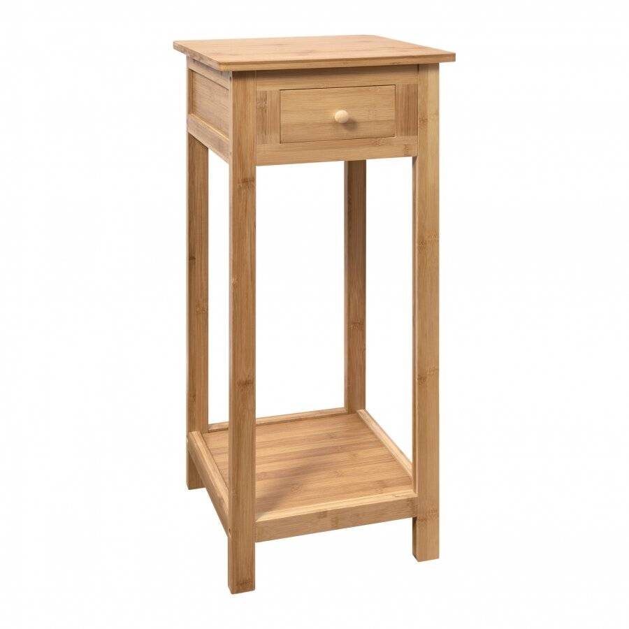 Woodluv Bamboo Freestanding Bedside Table With One Storage Drawer