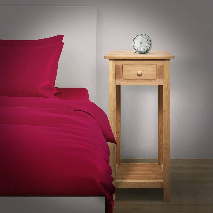 Woodluv Bamboo Freestanding Bedside Table With One Storage Drawer
