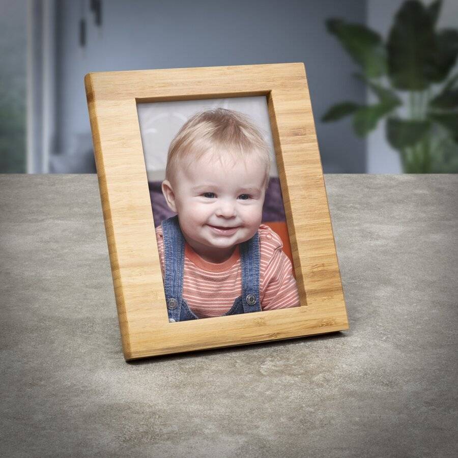 Woodluv Bamboo Photo Frame For Photographs With Rear Stand