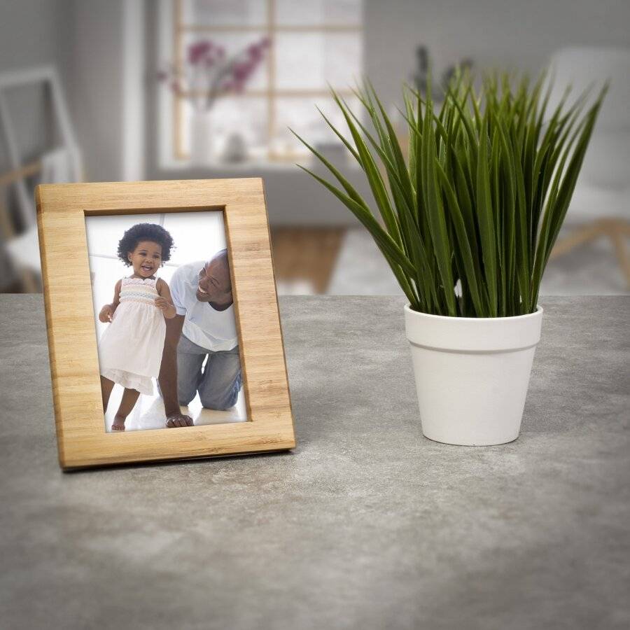 Woodluv Bamboo Photo Frame For Photographs With Rear Stand