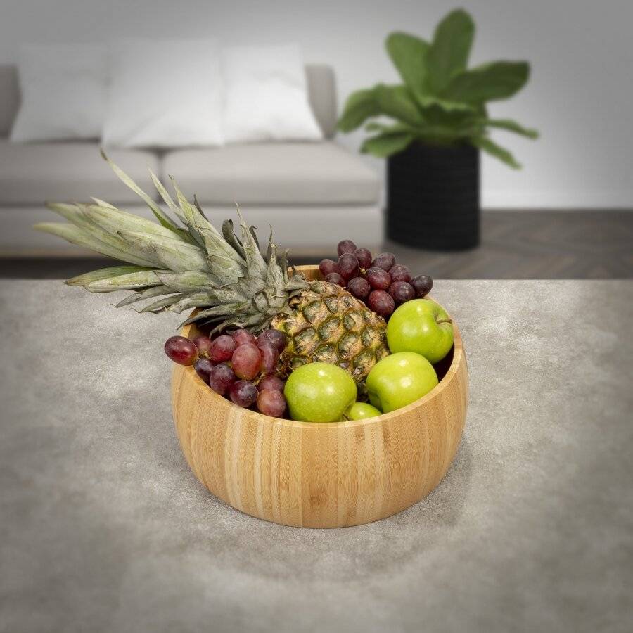 Bamboo Salad Bowls or Fruit Holder With 2 Salad Serving Utensils