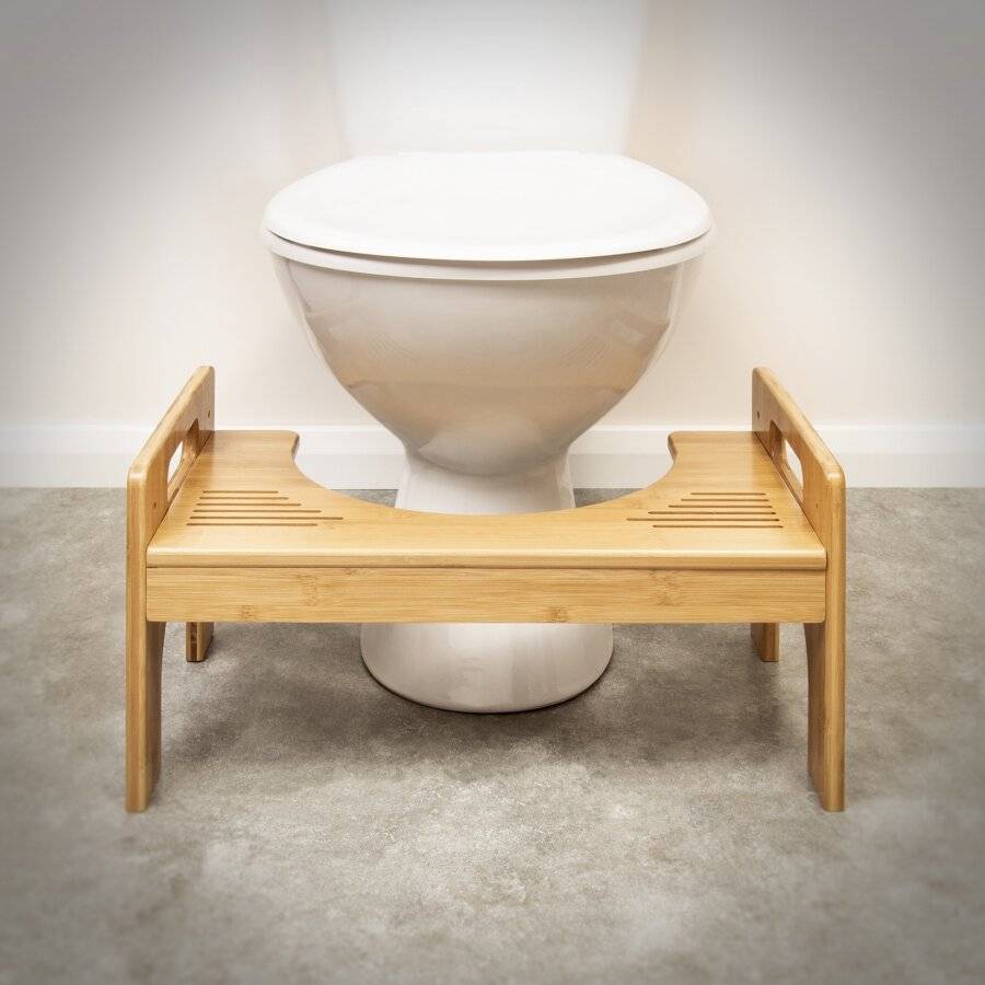 Natural Bamboo Wood Durable Squatting Step Toilet Stool