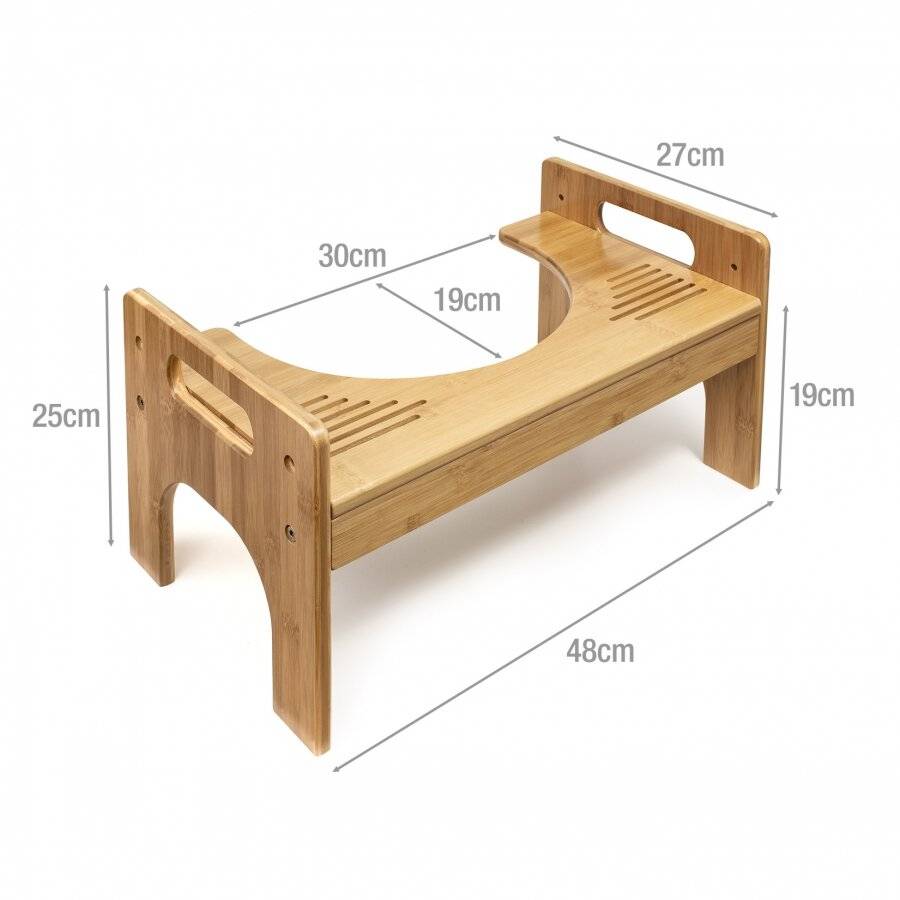 Natural Bamboo Wood Durable Squatting Step Toilet Stool