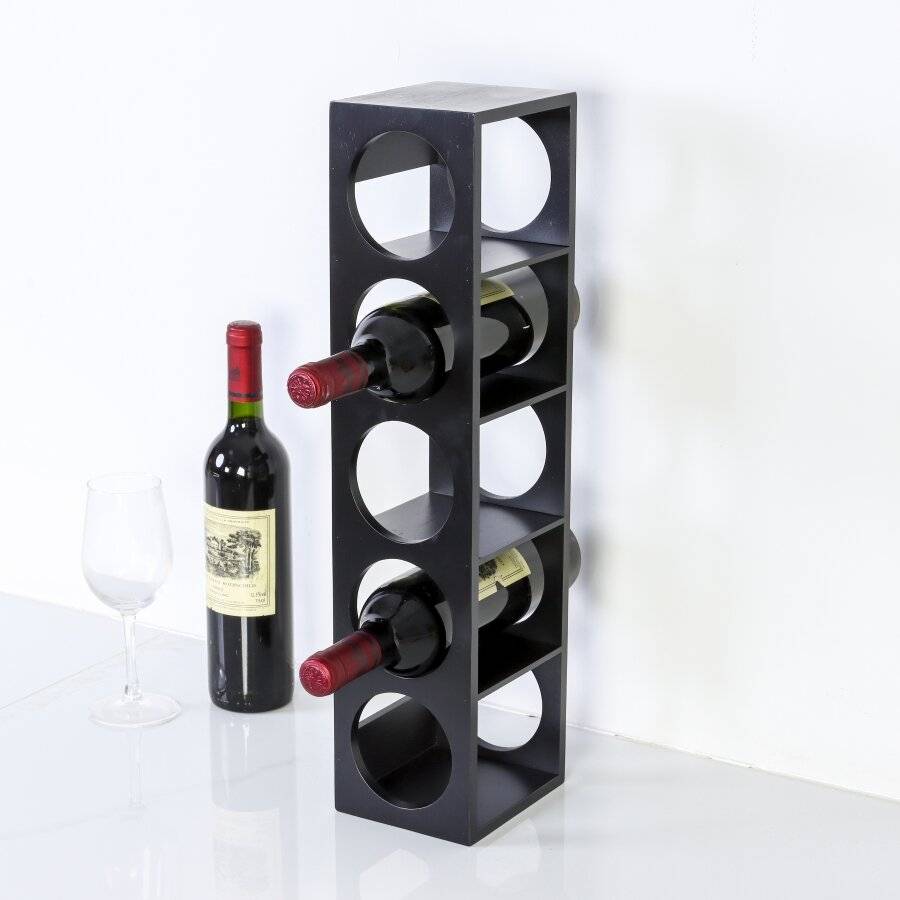 Woodluv Bamboo Stackable Slimline Wine Storage Holder, Black