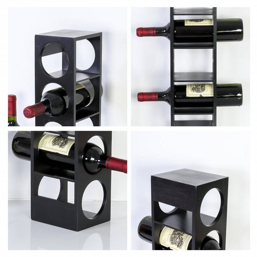 Woodluv Bamboo Stackable Slimline Wine Storage Holder, Black