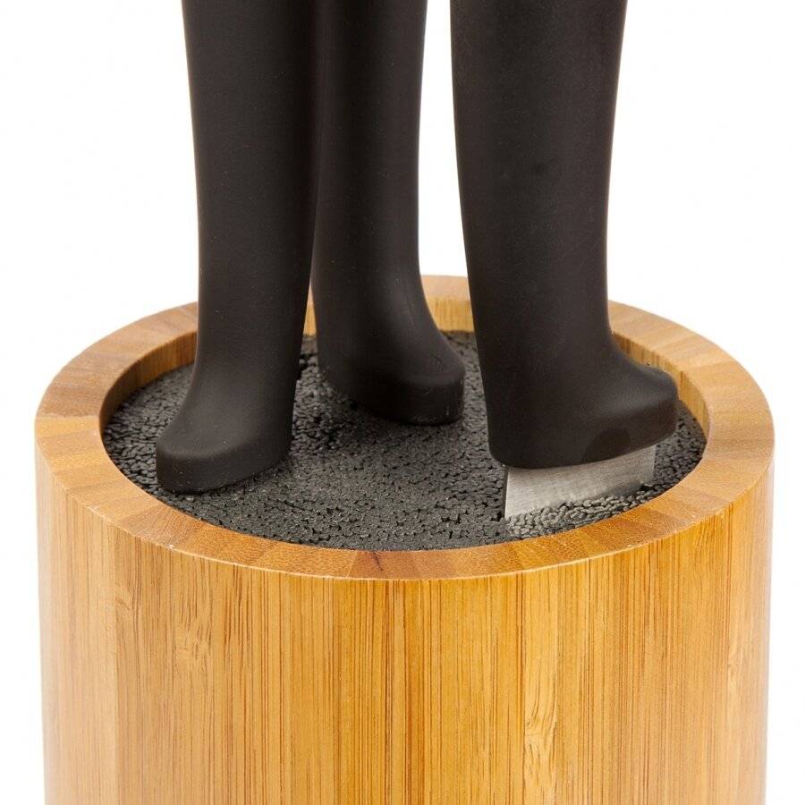 Woodluv Bamboo Wood Kitchen Knife Block set - Round