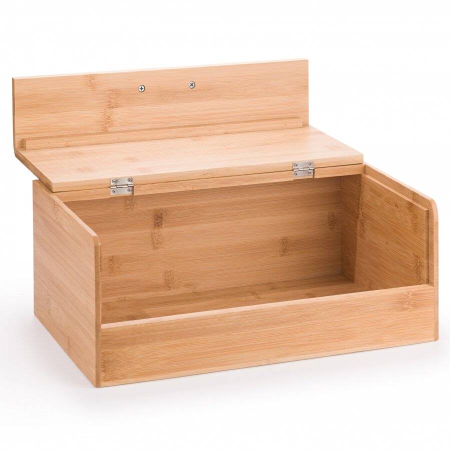 Woodluv Black Bamboo Bread Storage Box With Hinged Black Top Lid