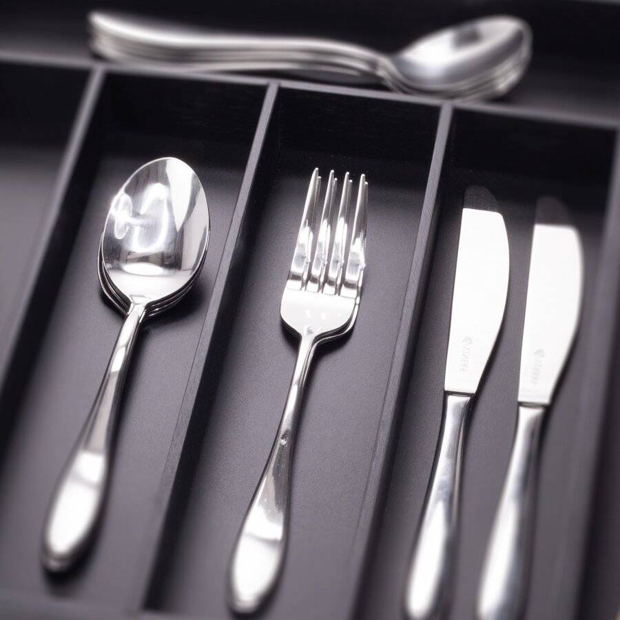Woodluv Black Bamboo Wood Expandable Cutlery Organiser Tray