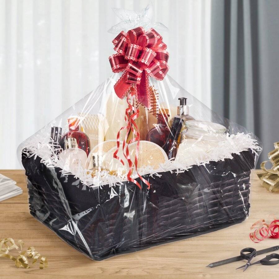Woodluv Black Wicker Shelf Storage Hamper Basket With Liner - Large