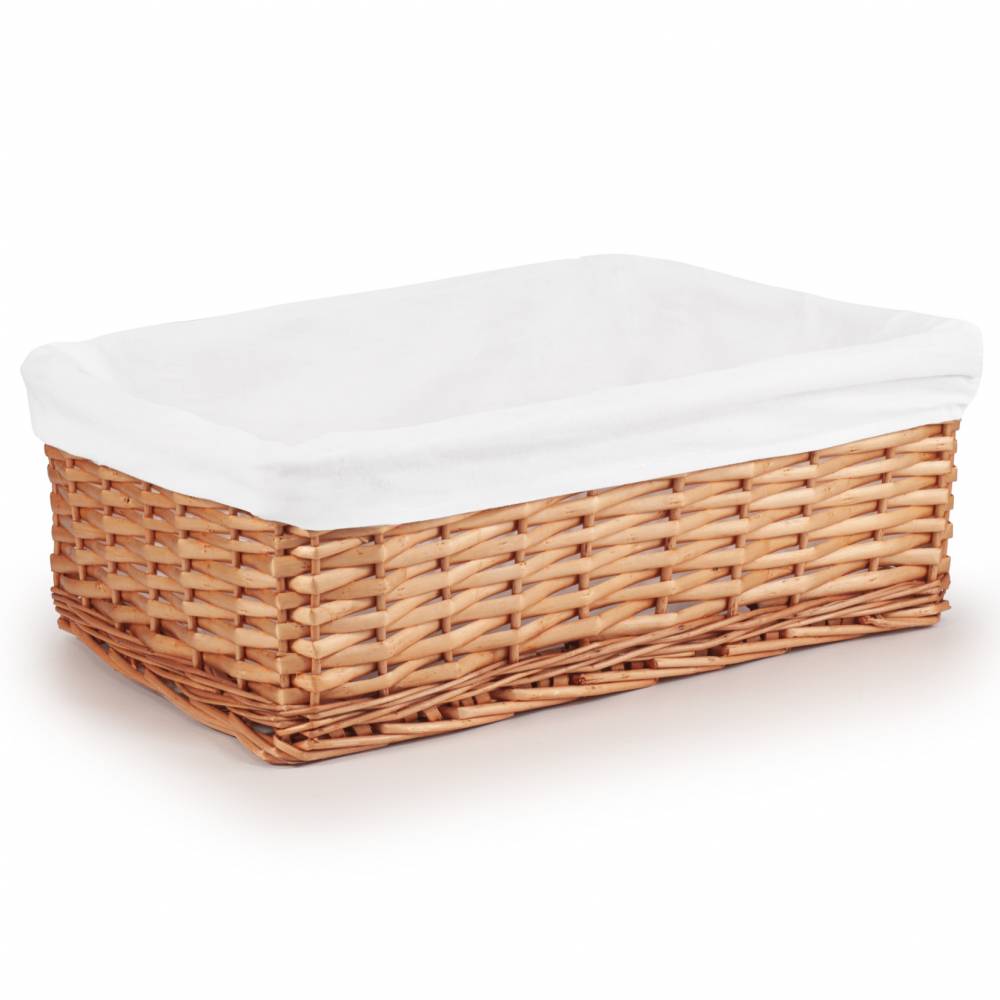 Woodluv Brown Wicker Storage Basket With Removable Lining - Large
