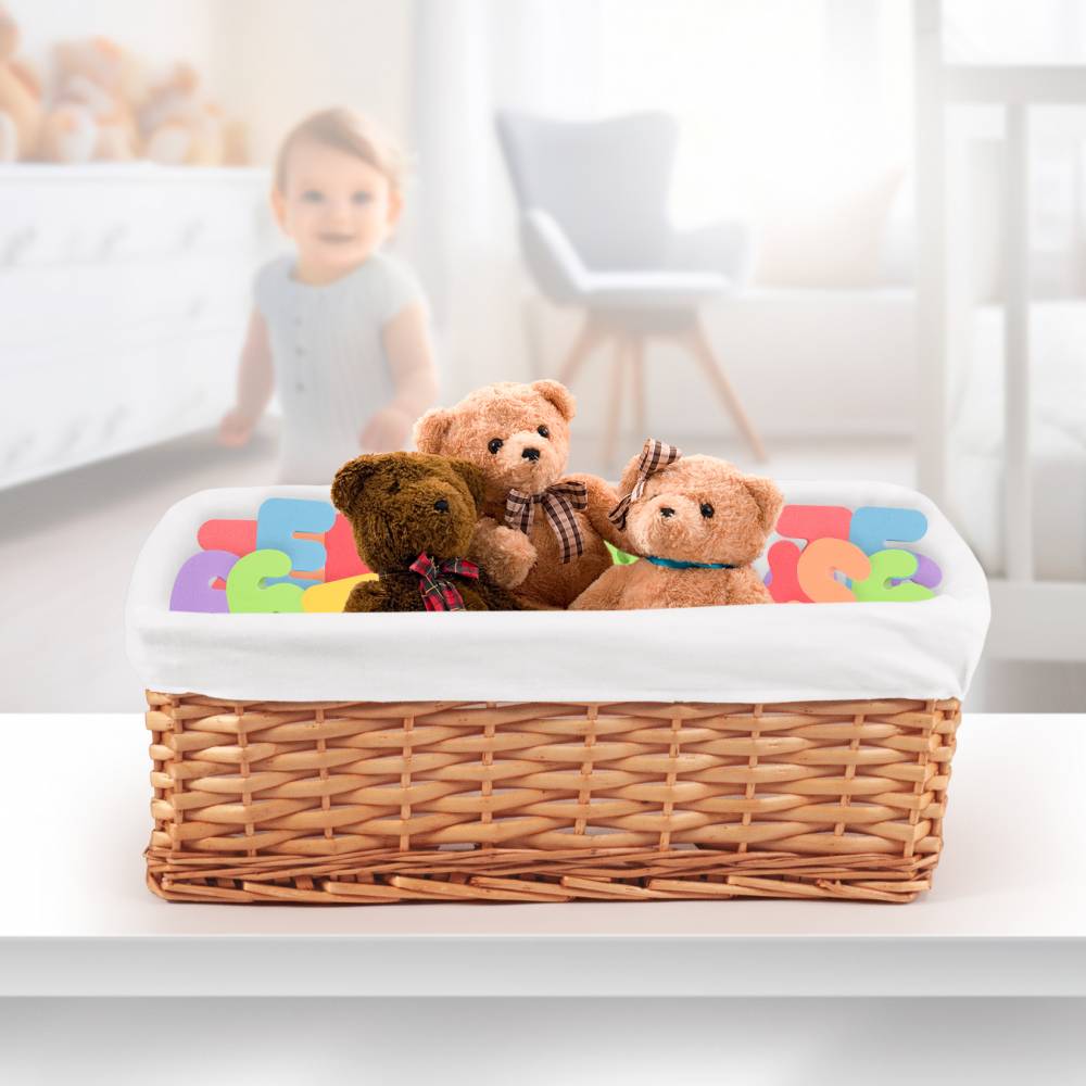 Woodluv Brown Wicker Storage Basket With Removable Lining - Large