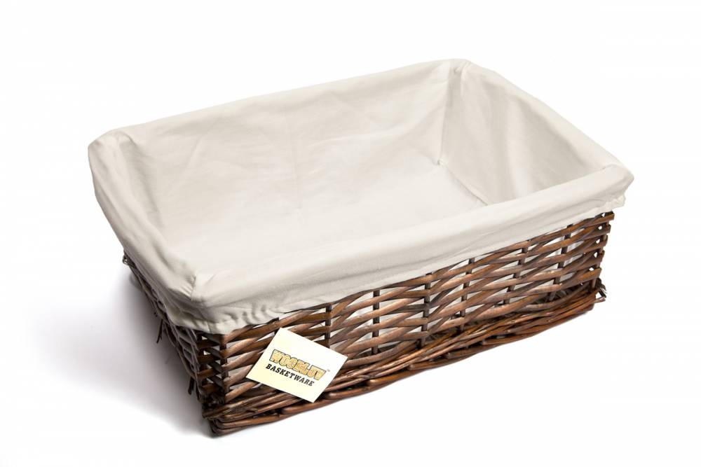 Woodluv Brown Wicker Storage Basket With Removable Lining - Large