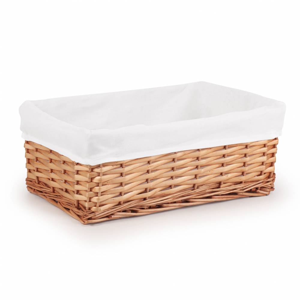 Woodluv Brown Wicker Storage Basket With Removable Lining - Medium