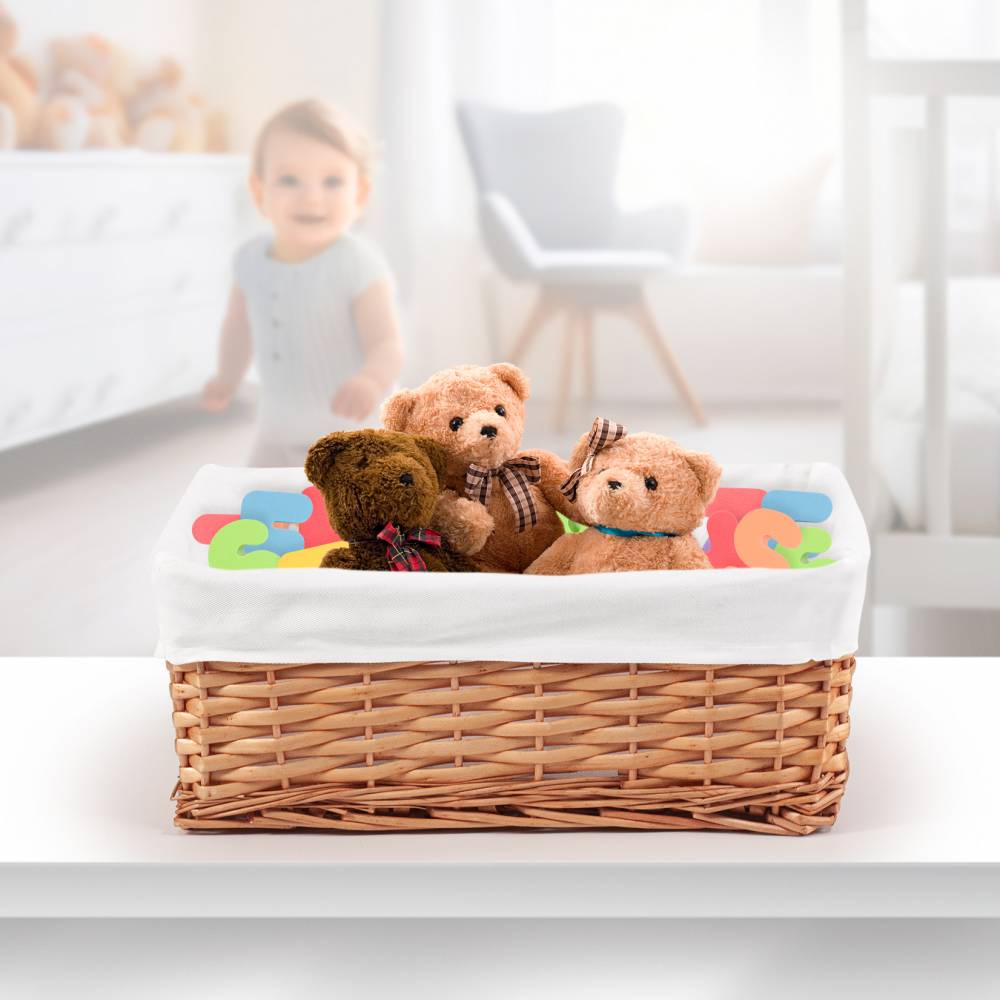 Woodluv Brown Wicker Storage Basket With Removable Lining - Medium