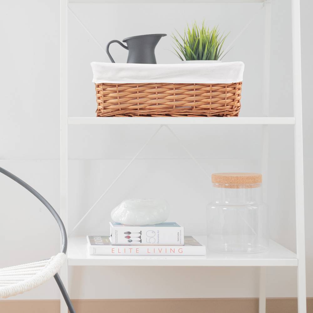 Woodluv Brown Wicker Storage Basket With Removable Lining - Medium