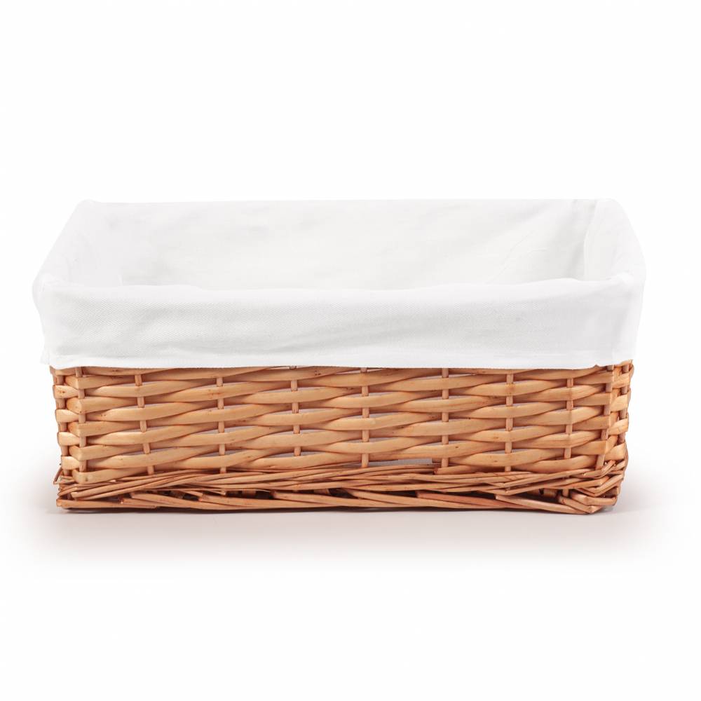 Woodluv Brown Wicker Storage Basket With Removable Lining - Medium