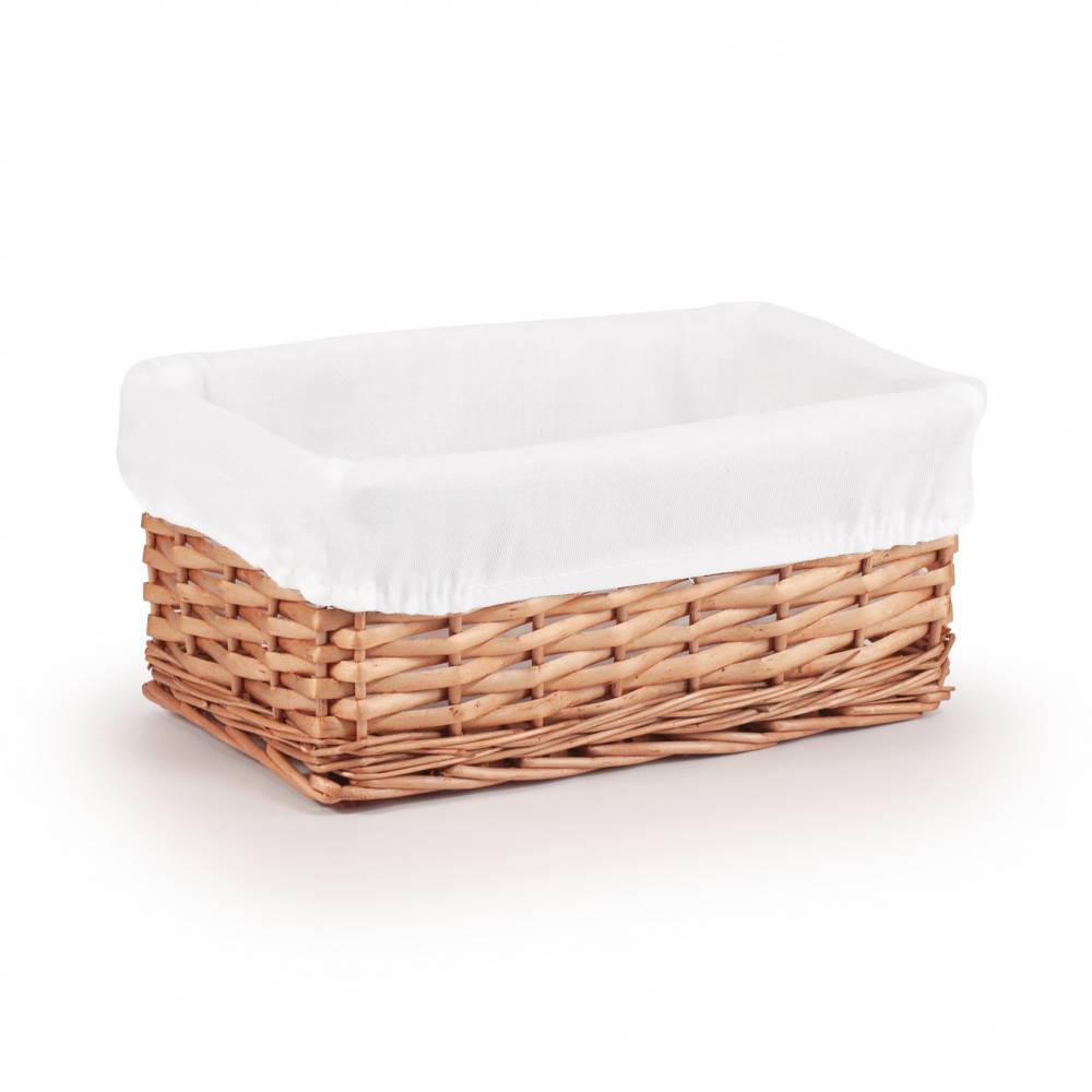 Woodluv Brown Wicker Storage Basket With Removable Lining - Small