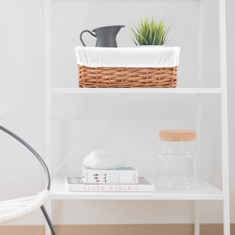 Woodluv Brown Wicker Storage Basket With Removable Lining - Small