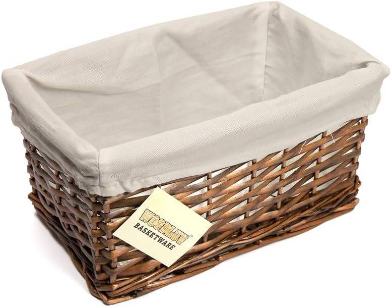 Woodluv Brown Wicker Storage Basket With Removable Lining - Small