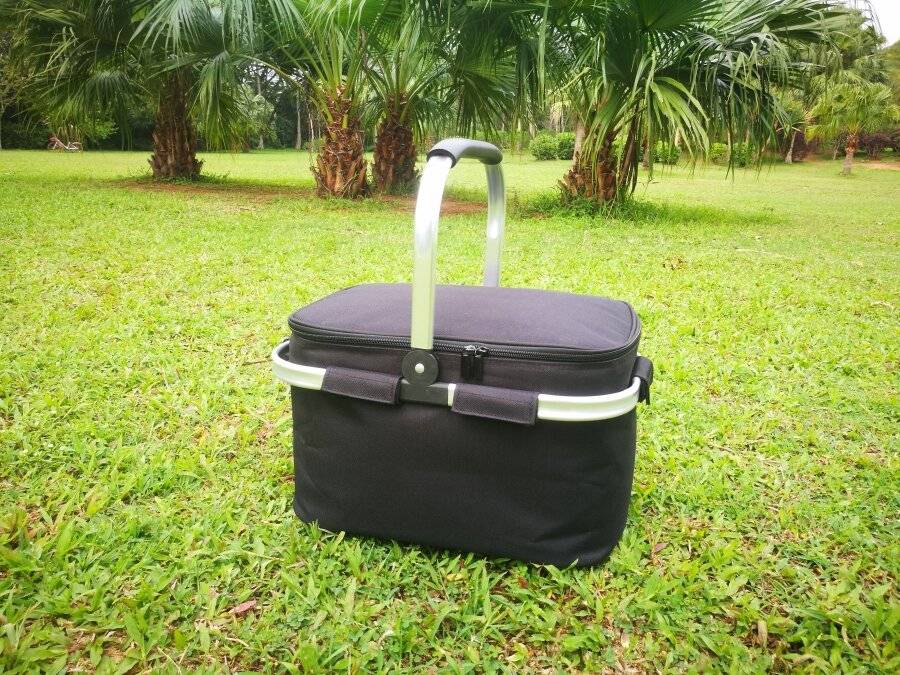 EHC Collapsible Insulated Picnic Cool Bag With Aluminium Handle, Black