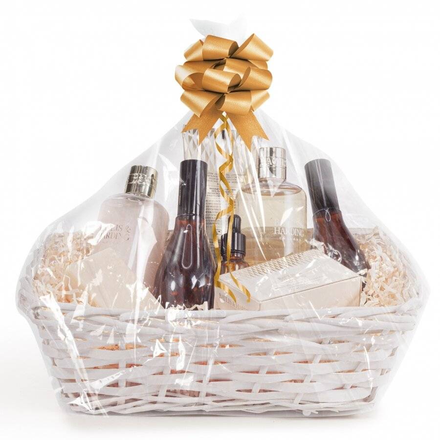 Woodluv Complete DIY Set of 2 Wicker Gift Hamper Basket Kit - White
