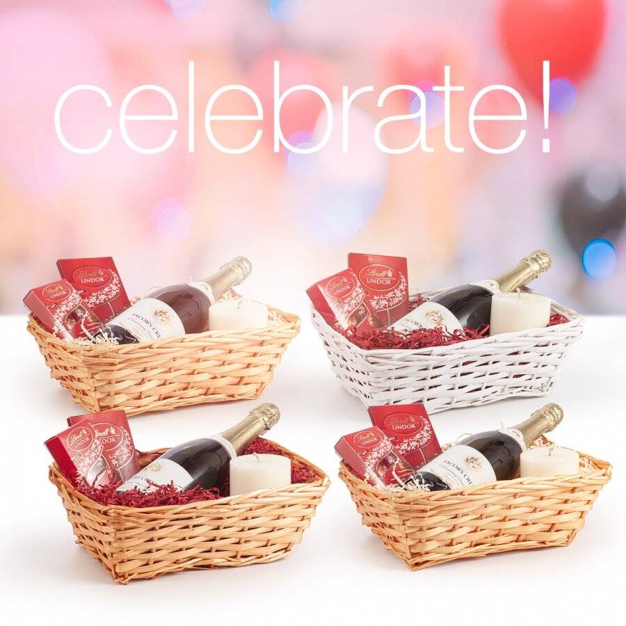 Woodluv Complete DIY Set of 4 Wicker Gift Hamper Basket Kit - White