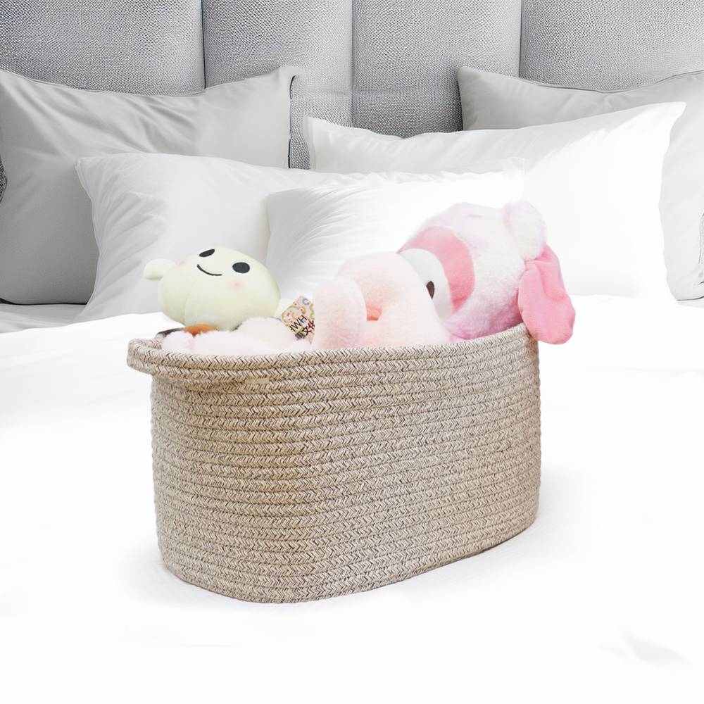 Woodluv Cotton rope Storage Collapsible Baskets, Beige