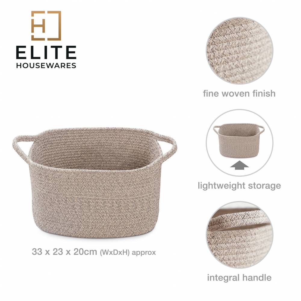 Woodluv Cotton rope Storage Collapsible Baskets, Beige