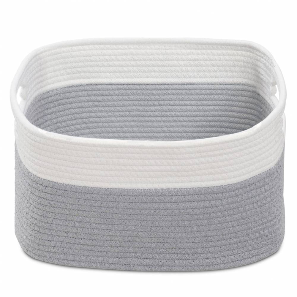 Woodluv Cotton rope Storage Collapsible Baskets, Grey