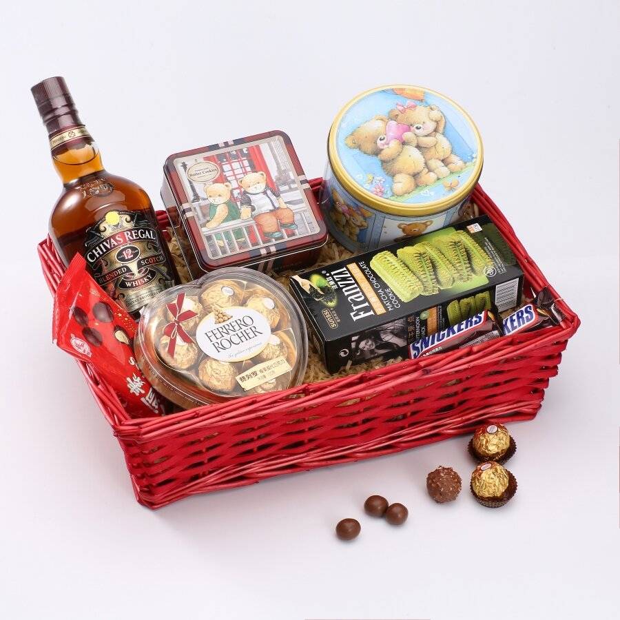 Woodluv Create Your Own Wicker Gift Hamper Basket Kit - Red