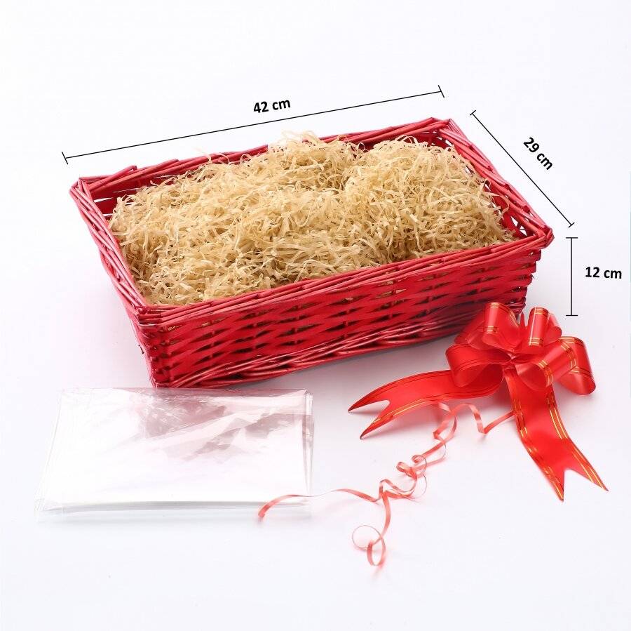 Woodluv Create Your Own Wicker Gift Hamper Basket Kit - Red