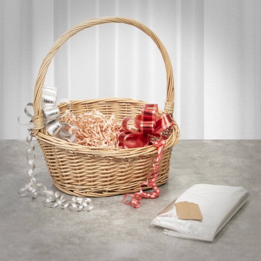 Woodluv Create Your Own Gift Hamper Round Wicker Basket With Handle