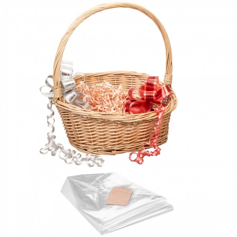 Woodluv Create Your Own Gift Hamper Round Wicker Basket With Handle