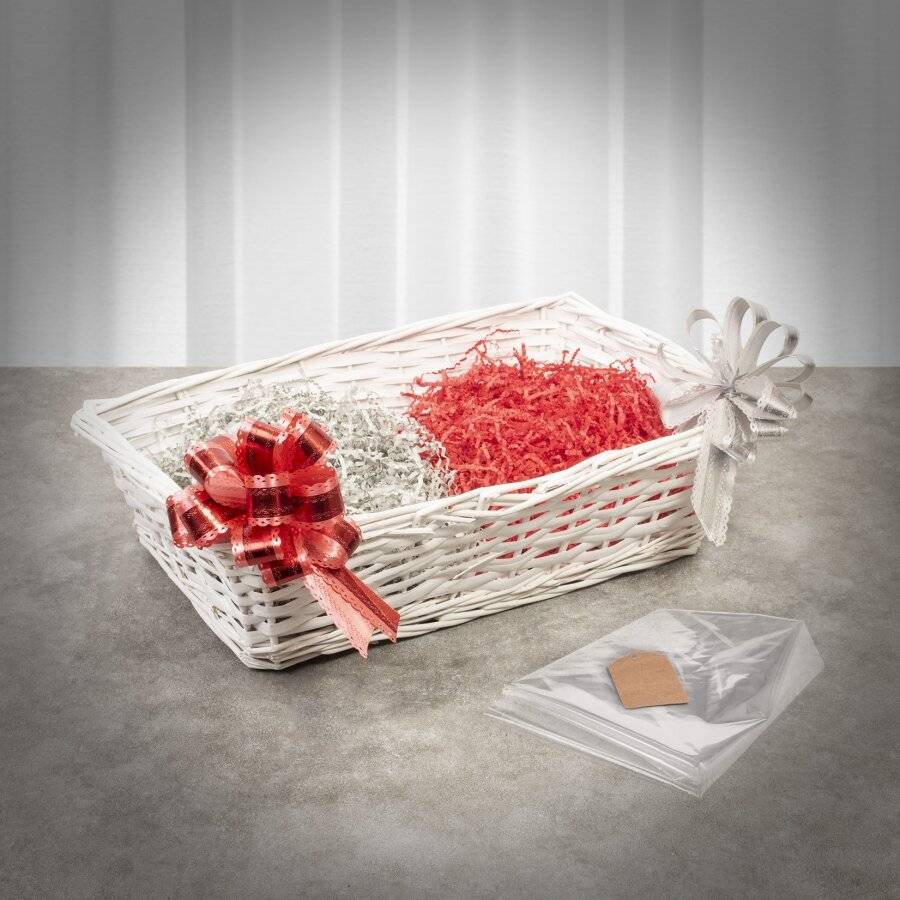 Create Your Own Rectangular Wicker Gift Hamper Kit - White