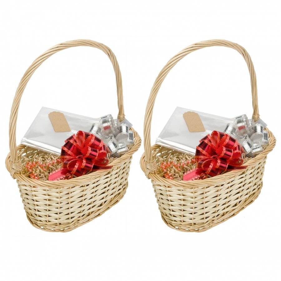 Woodluv Create Your Own Set of 2 Oval Wicker Gift Hamper Basket