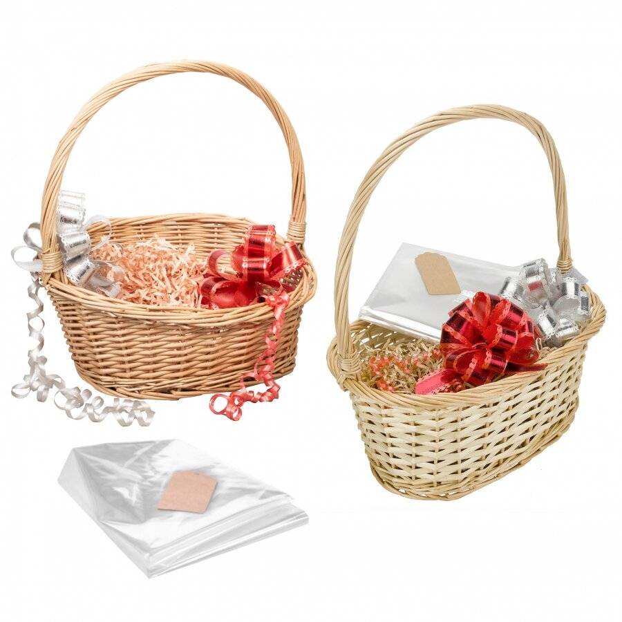 Woodluv Create Your Own Small & Large Wicker Gift Hamper Basket Set